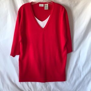 White Stag Red Pullover V neck Sweater Top 16 W
